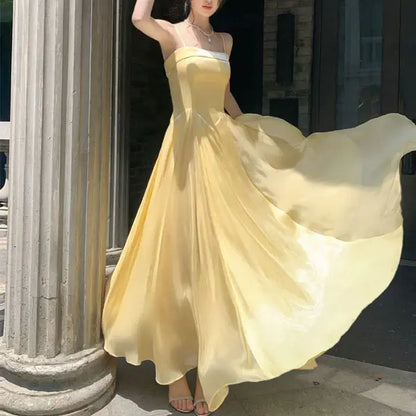 Aimishang Elegant Spaghetti Straps A-Line Sleeveless Party Evening Gown Pretty Long Formal Prom Dress