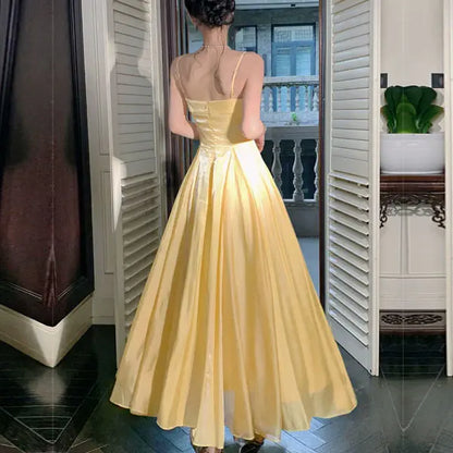 Aimishang Elegant Spaghetti Straps A-Line Sleeveless Party Evening Gown Pretty Long Formal Prom Dress