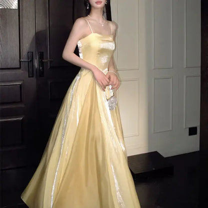 Aimishang Elegant Spaghetti Straps A-Line Sleeveless Party Evening Gown Pretty Long Formal Prom Dress