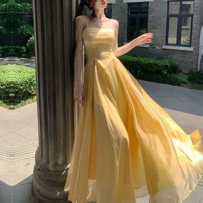Aimishang Elegant Spaghetti Straps A-Line Sleeveless Party Evening Gown Pretty Long Formal Prom Dress