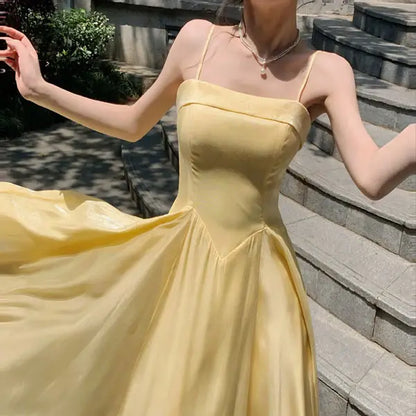 Aimishang Elegant Spaghetti Straps A-Line Sleeveless Party Evening Gown Pretty Long Formal Prom Dress