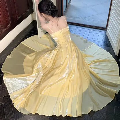 Aimishang Elegant Spaghetti Straps A-Line Sleeveless Party Evening Gown Pretty Long Formal Prom Dress