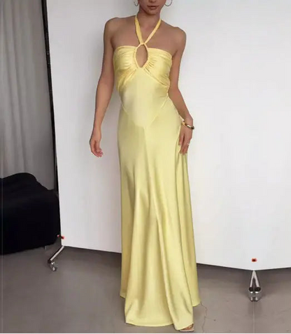 Aimishang Fashion Halter Open Back Sleeveless Party Evening Gown Elegant Long Formal Prom Dress
