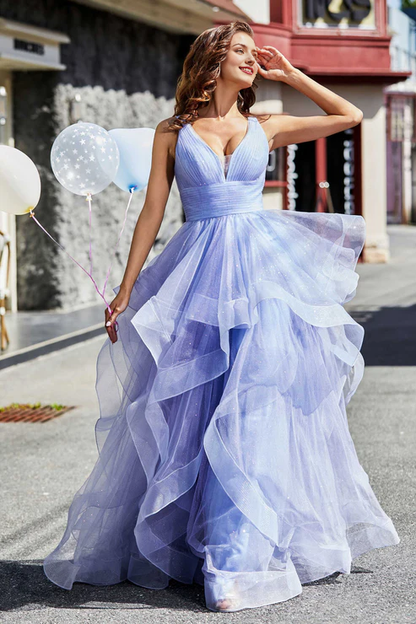 Wholesale Elegant Prom Dresses Ruched Ruffle Long Tulle Ball Gown Evening Dress