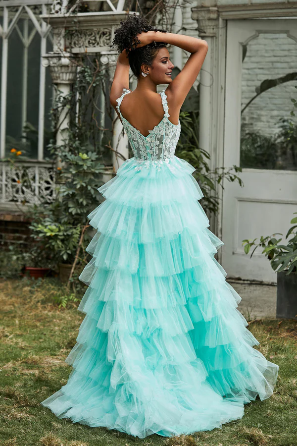 Wholesale Elegant A-Line Prom Dresses Sweetheart Tiered Tulle Gown Evening Dress