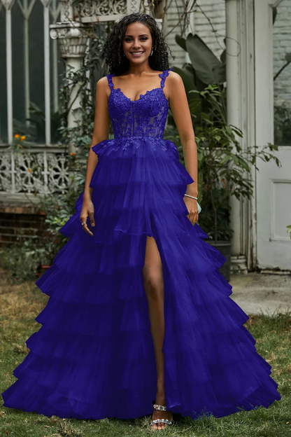 Wholesale Elegant A-Line Prom Dresses Sweetheart Tiered Tulle Gown Evening Dress