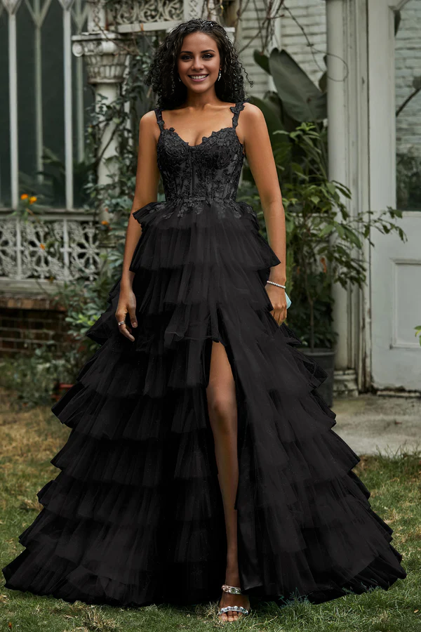 Wholesale Elegant A-Line Prom Dresses Sweetheart Tiered Tulle Gown Evening Dress