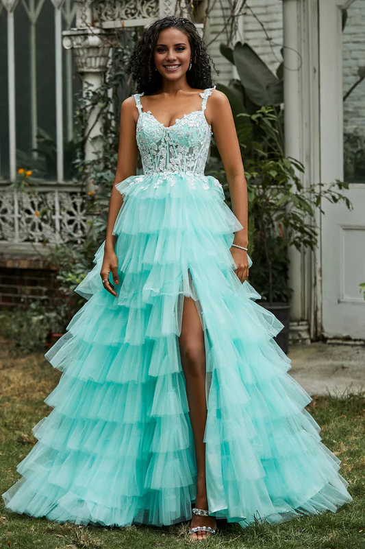 Wholesale Elegant A-Line Prom Dresses Sweetheart Tiered Tulle Gown Evening Dress