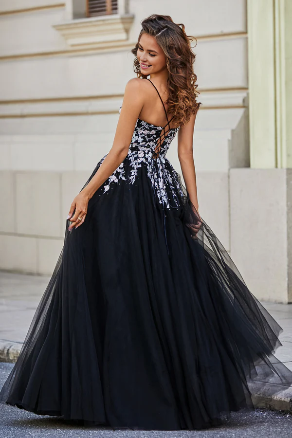 Wholesale Elegant A Line Prom Dresses Lace-up Back Tulle Gown Evening Dress