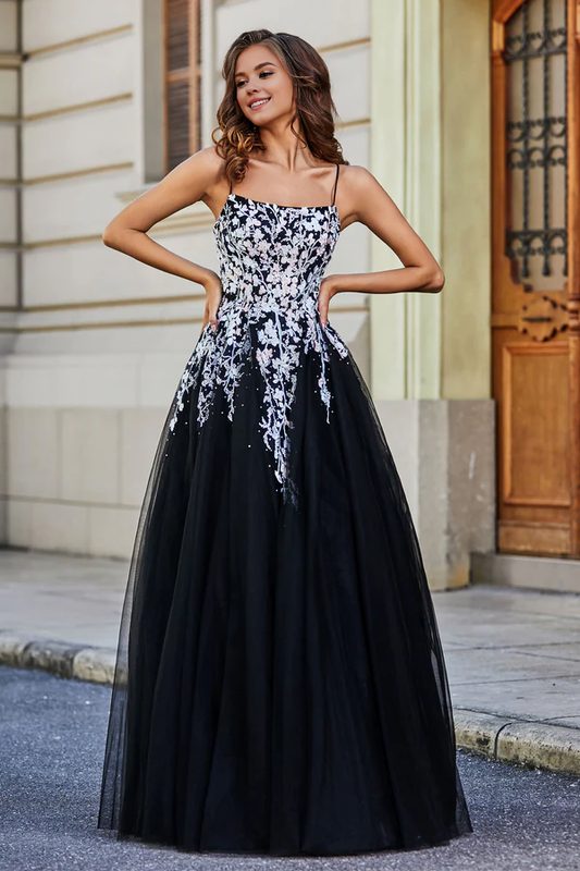 Wholesale Elegant A Line Prom Dresses Lace-up Back Tulle Gown Evening Dress