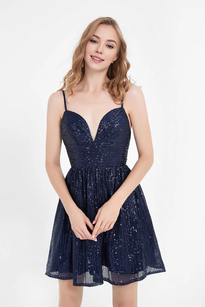 Wholesale Fashion Homecoming Dresses Sweetheart Neck Mini Sequin Dress