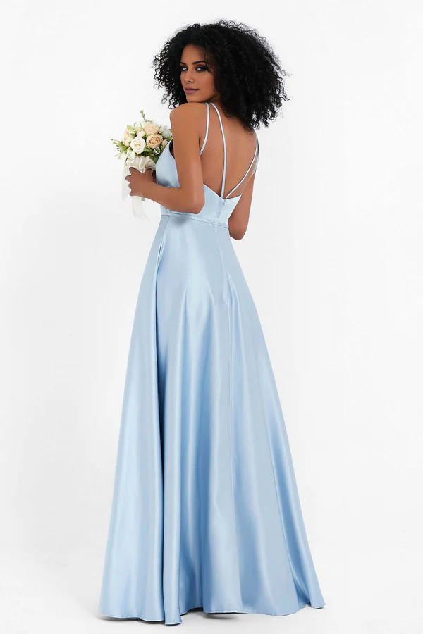 Wholesale A-line Bridesmaid Dresses Open Back Satin Long Gown Prom Dresses