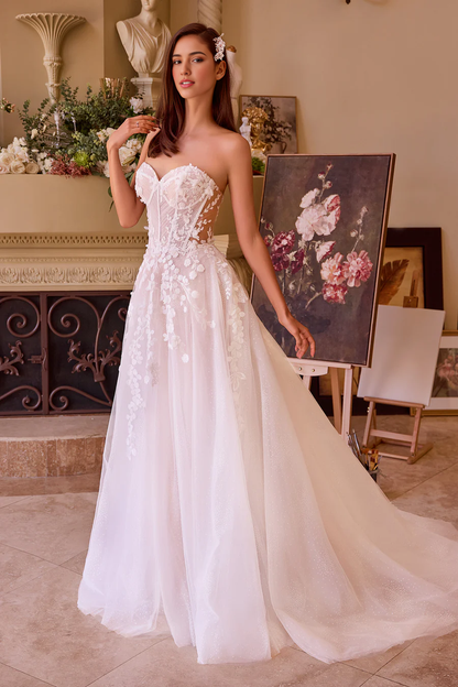 Wholesale Elegant Wedding Dresses Strapless Long Sleeve Bridal Gown