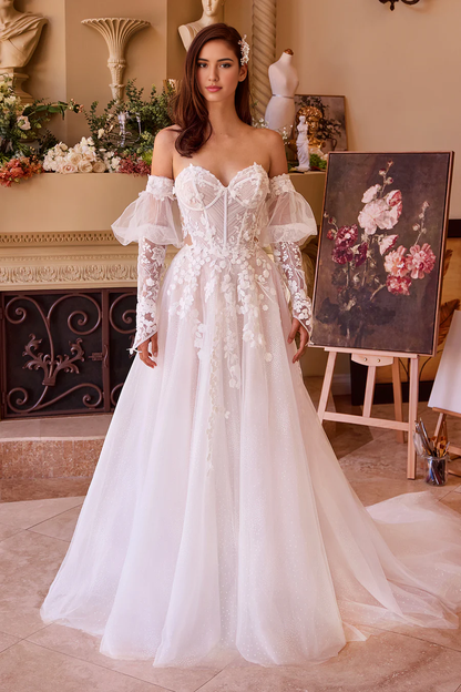 Wholesale Elegant Wedding Dresses Strapless Long Sleeve Bridal Gown