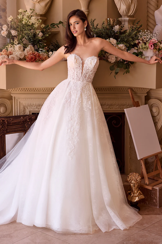 Wholesale Elegant Wedding Dresses Applique Strapless Bridal Gown