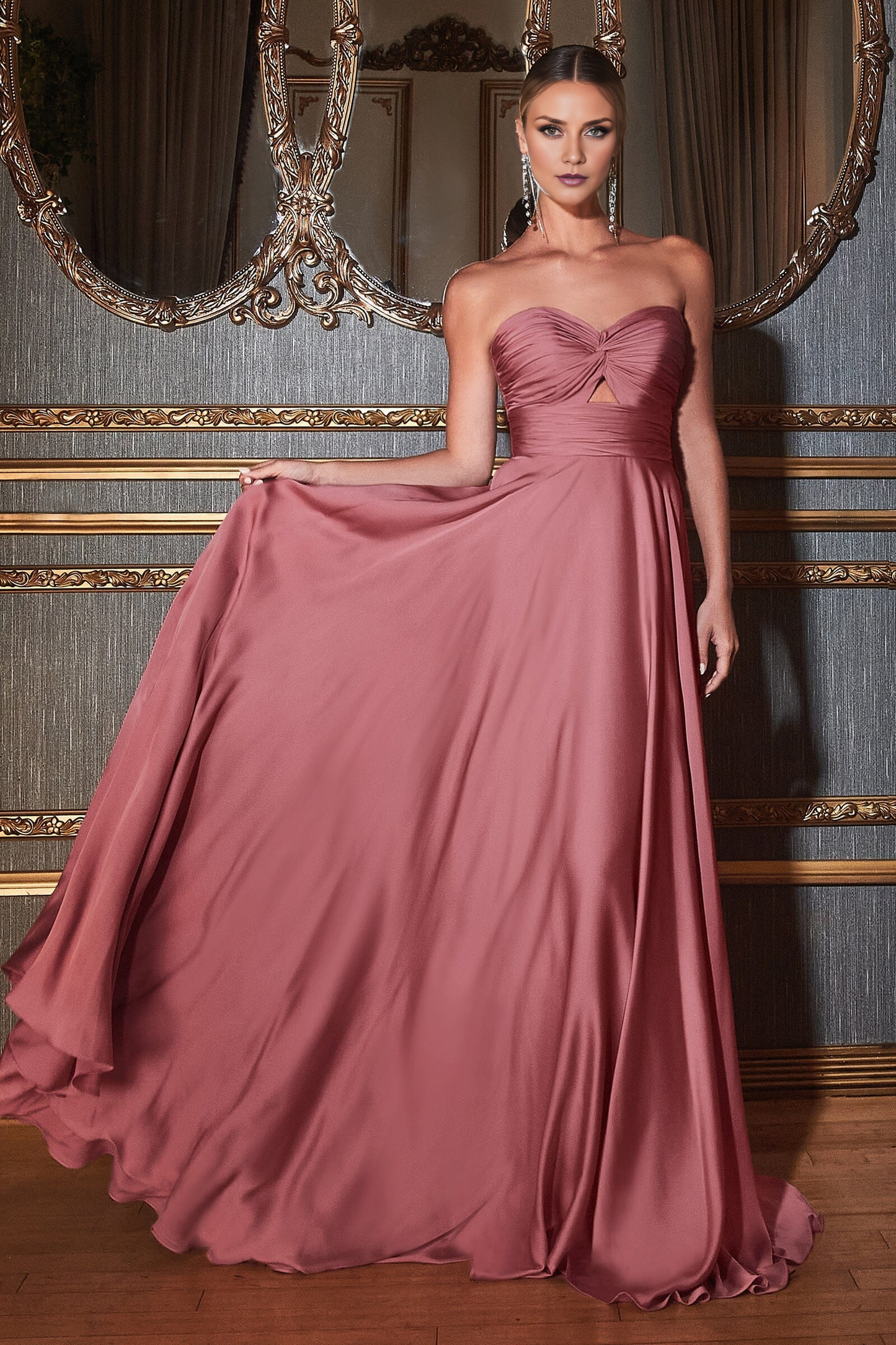 Wholesale Elegant Prom Dresses Long Satin Strapless Keyhole Dress Evening Dress