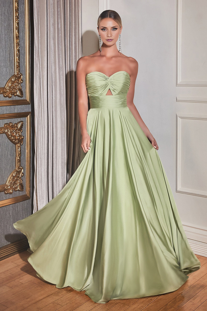 Wholesale Elegant Prom Dresses Long Satin Strapless Keyhole Dress Evening Dress