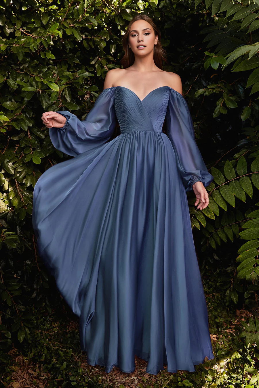 Wholesale Elegant Evening Dress Long Sleeve Chiffon Gown Prom Dresses