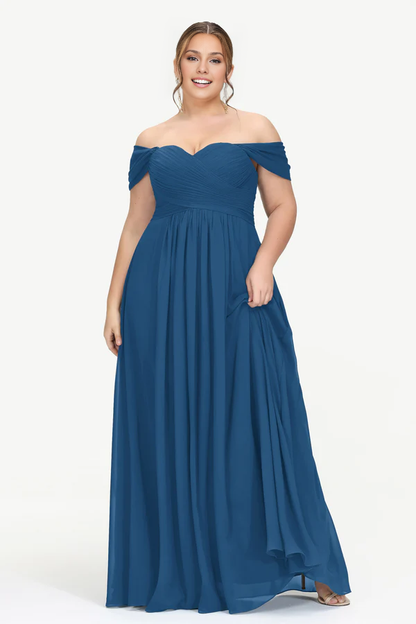 Wholesale Elegant Fall Wedding Guest Dress November Cap Sleeves Floor-Length Chiffon Bridesmaid Dress