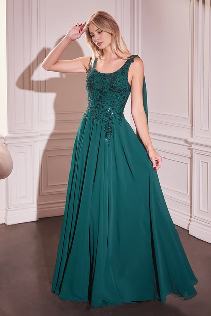 Wholesale Elegant Evening Dress Chiffon Cape Sleeve A-line Gown Prom Dresses