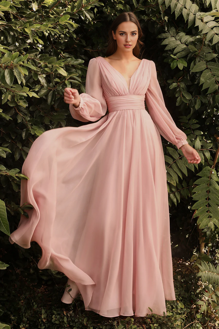 Wholesale Elegant Evening Dress Long Sleeve Chiffon Gown Prom Dresses