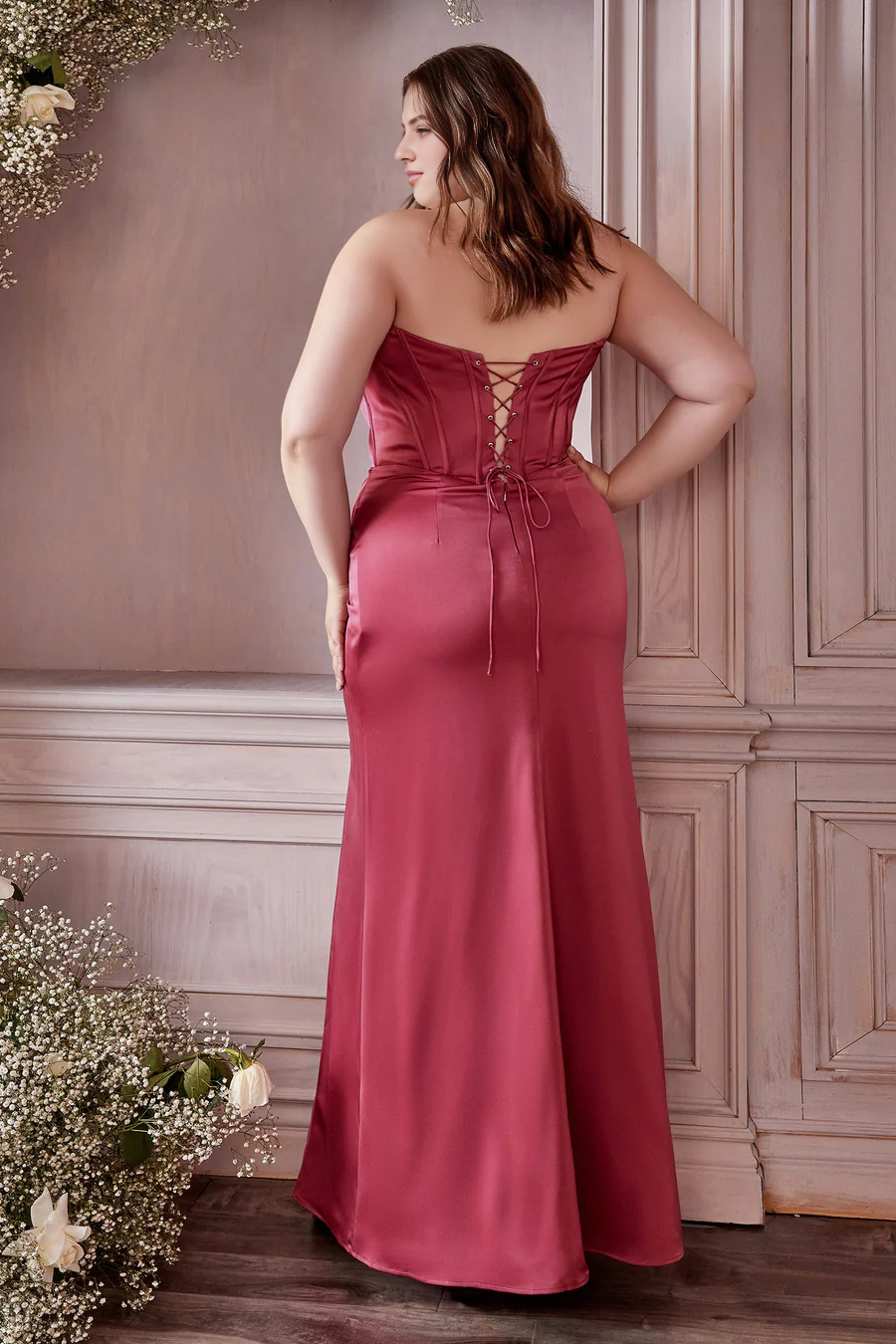 Wholesale Elegant Evening Dress Plus Size Corset Satin Gown Prom Dresses