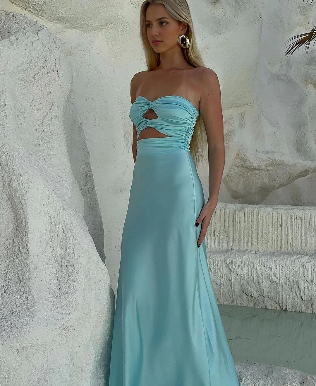 Wholesale Elegant Gowns Evening Dresses Strapless Tiffany Blue Sheath Long Prom Dresses Formal Women's Dresses