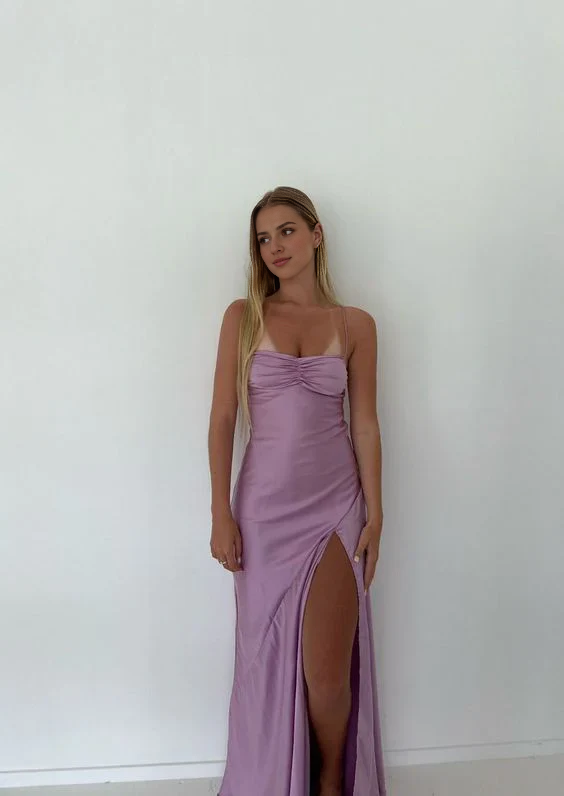 Wholesale Elegant Gowns Evening Dresses Purple Mermaid Long Party Dress Slit Prom Dress