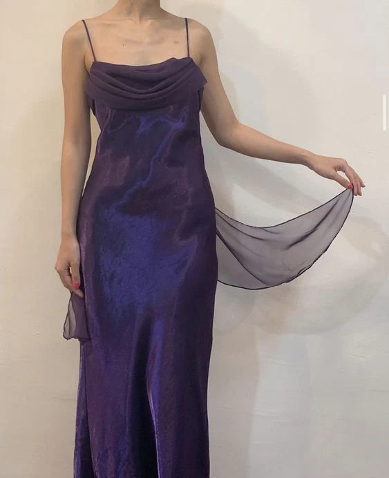 Wholesale Elegant Formal Wear Dresses Spaghetti Straps Purple Sheath Prom Dress Vintage Formal Party Dress