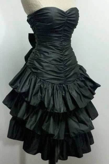 Wholesale Elegant Prom Dresses Strapless Black A Line Short Prom Dress Layered Party Dress Dresses Gowns Evening Dresses