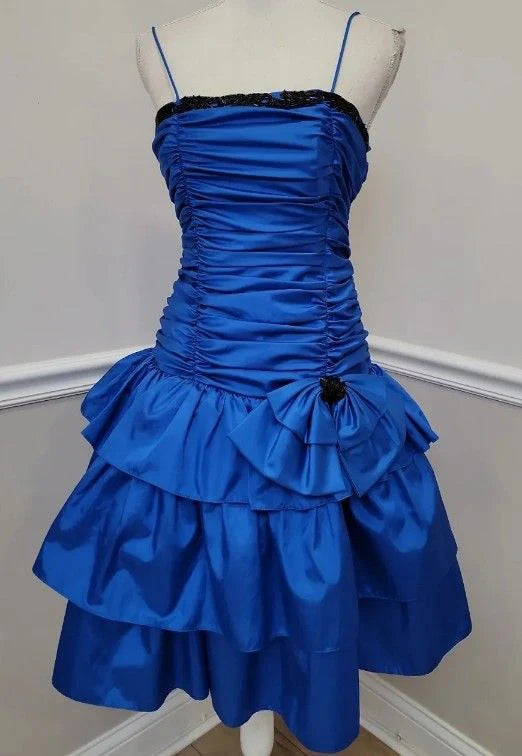 Wholesale Elegant Spaghetti Straps Royal Blue A Line Short Prom Dress Party Dress Gowns Evening Dresses