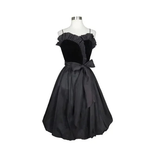 Wholesale Elegant Formal Women's Dresses Spaghetti Straps Black A Line Short Prom Dress Vintage Ruffle Party Dress