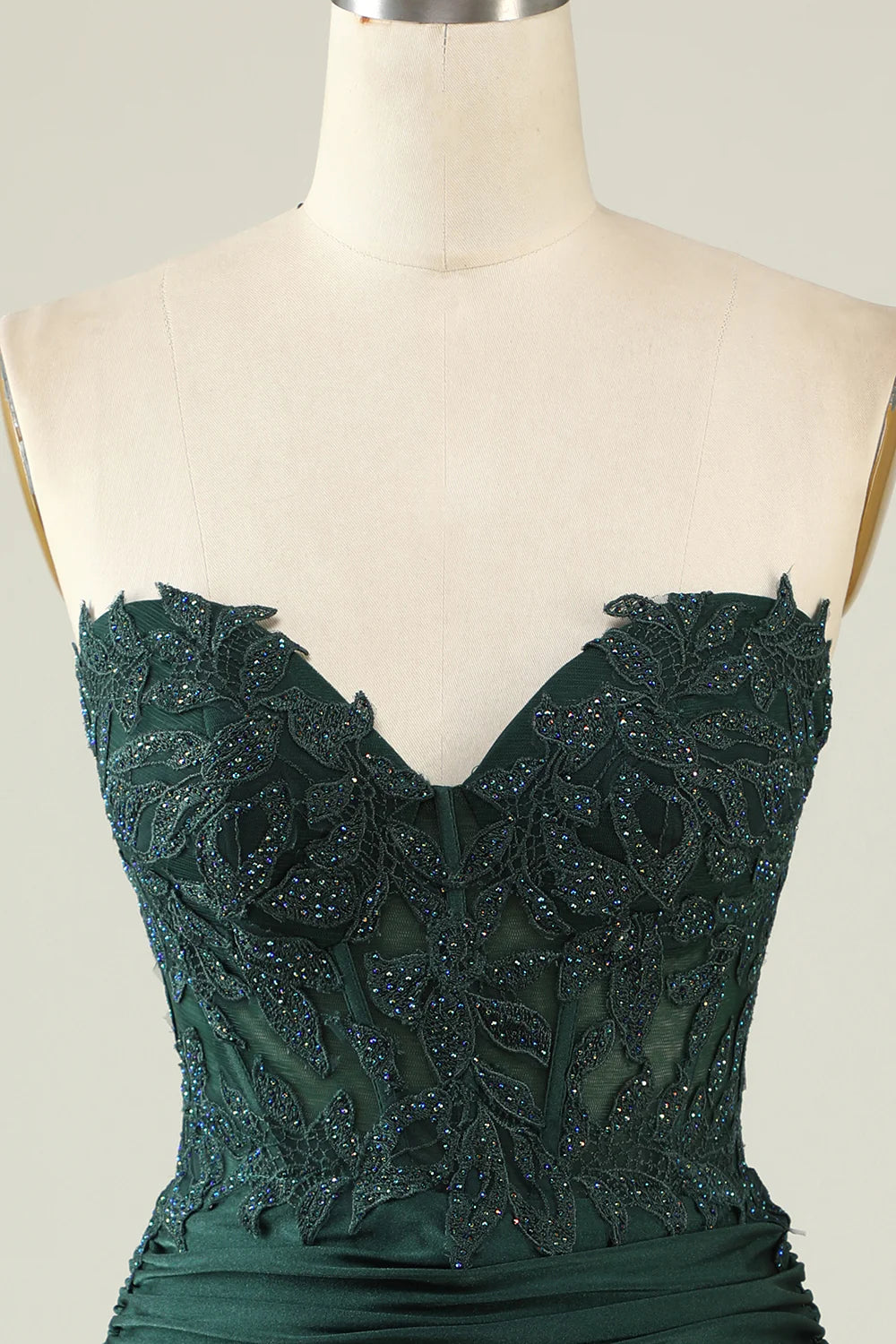 Wholesale Short Homecoming Dress Dark Green Bodycon Strapless Applique with Beading