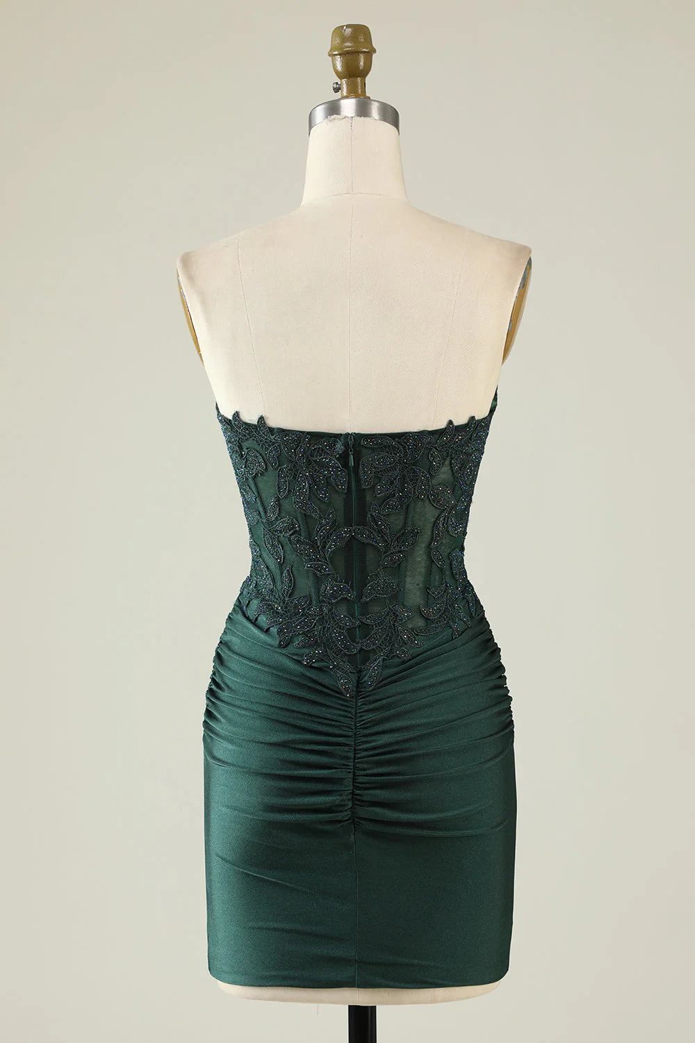 Wholesale Short Homecoming Dress Dark Green Bodycon Strapless Applique with Beading