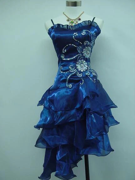Aimishang Vintage A Line Blue Sleeveless Ruffle Short Party Prom Dress Elegant Homecoming Dress