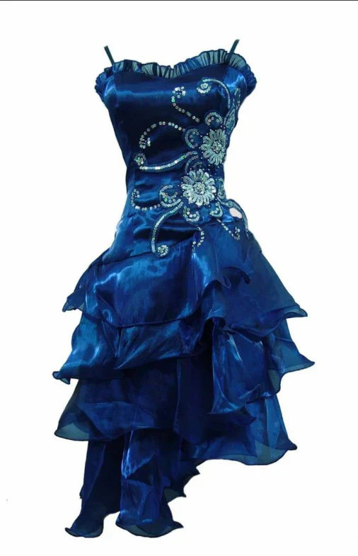 Aimishang Vintage A Line Blue Sleeveless Ruffle Short Party Prom Dress Elegant Homecoming Dress