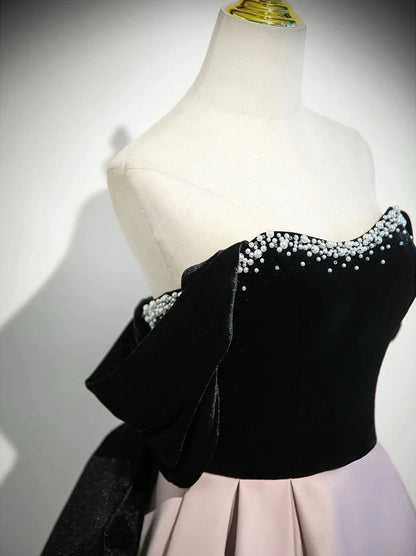 Aimishang Elegant A-Line Off Shoulder Beaded Long Formal Prom Dress Pretty Evening Party Dress With Bow