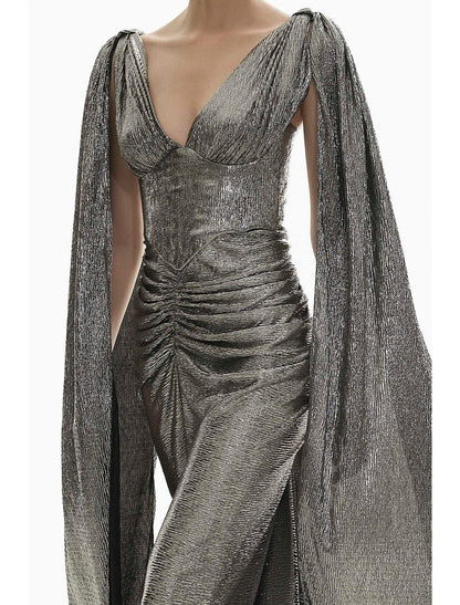 Aimishang Mermaid / Trumpet Evening Gown Elegant Dress Formal Long Sleeve V Neck Sequined with Glitter Ruched