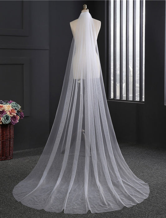 Wholesale Two-tier Lace Wedding Cathedral Veils 118.11 in (300cm) Tulle