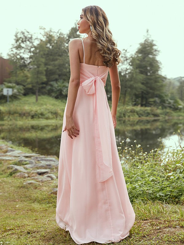 Wholesa A-Line/Princess Chiffon Sash/Ribbon/Belt Sweetheart Sleeveless Floor-Length Bridesmaid Dresses