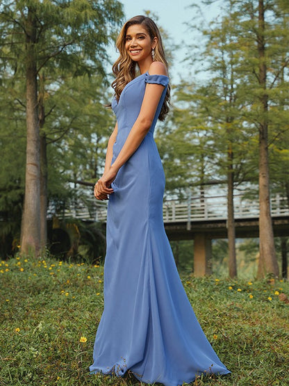 Wholesa Sheath/Column Chiffon Ruched V-neck Sleeveless Floor-Length Bridesmaid Dresses