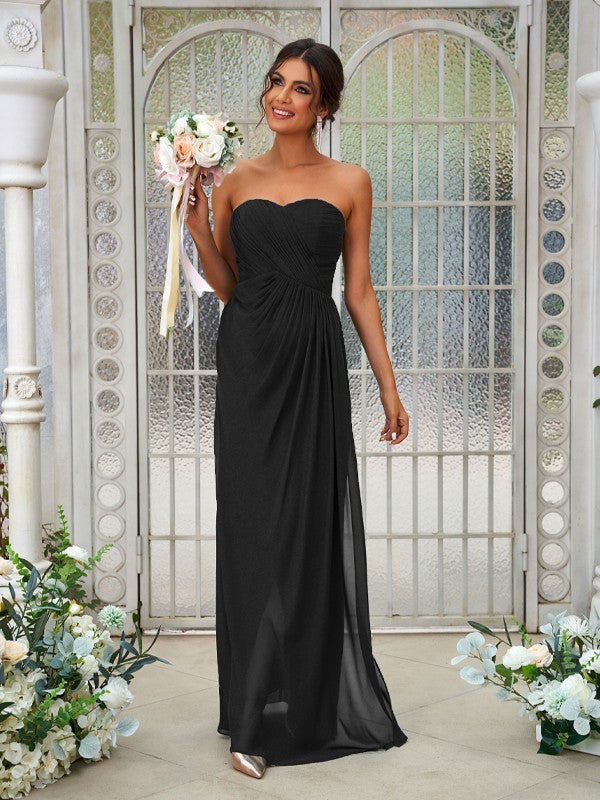 Wholesa A-Line/Princess Chiffon Ruffles Sweetheart Sleeveless Floor-Length Bridesmaid Dresses