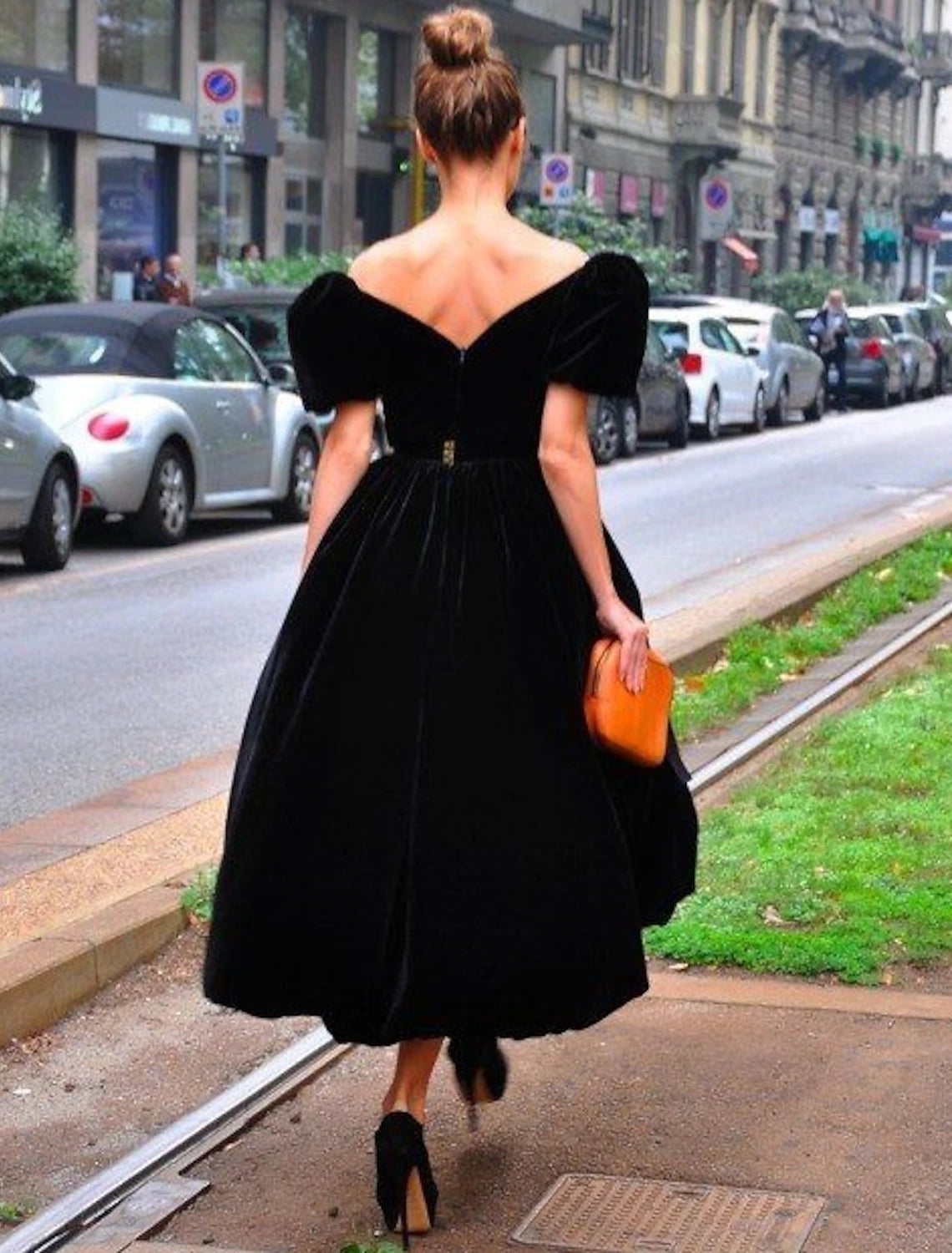 Wholesa A-Line Cocktail Dresses Elegant Dress Formal Halloween Tea Length Short Sleeve V Neck Fall Wedding Guest Velvet with Ruffles