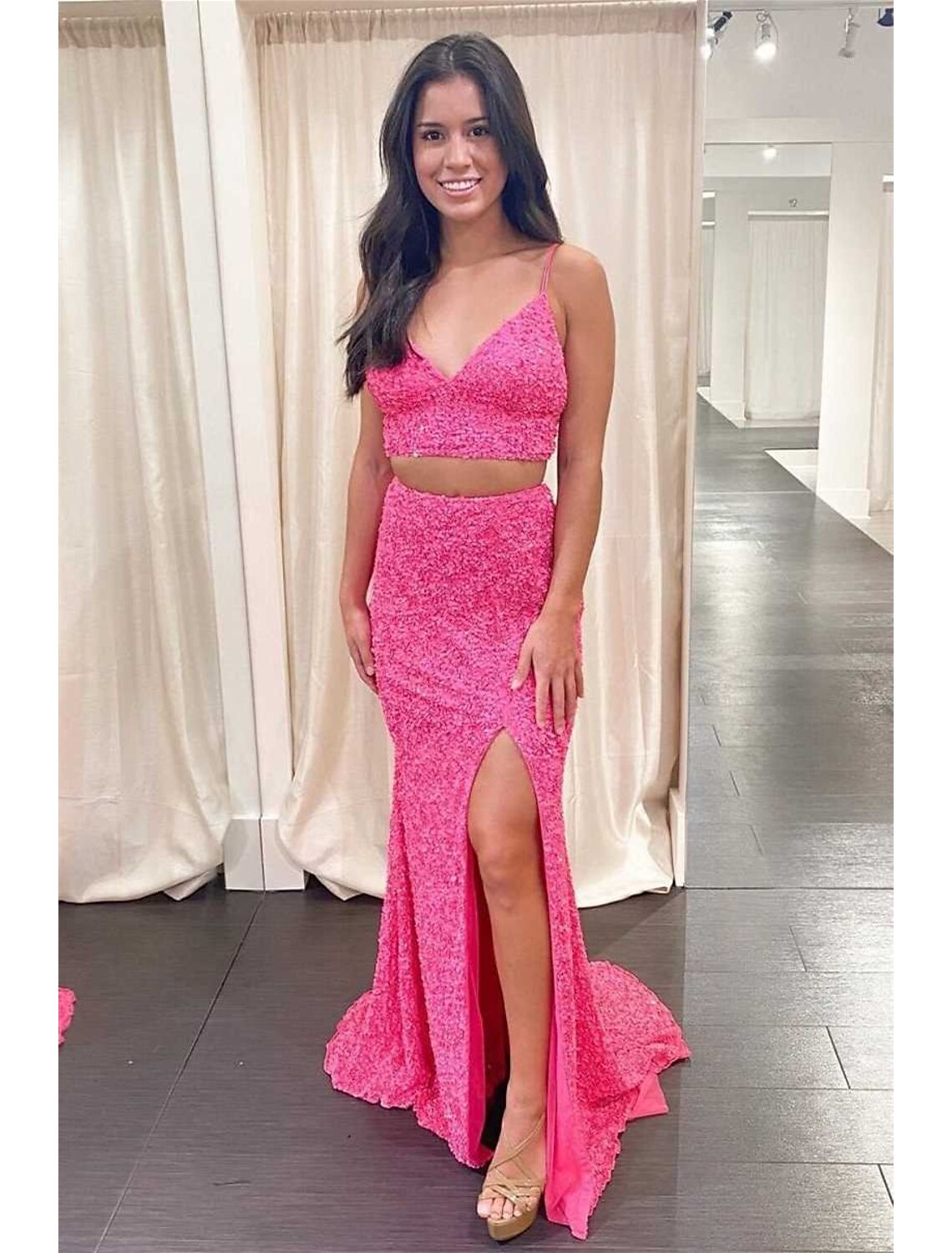 Aimishang Two Piece Ball Gown Mermaid / Trumpet Prom Dresses Sparkle