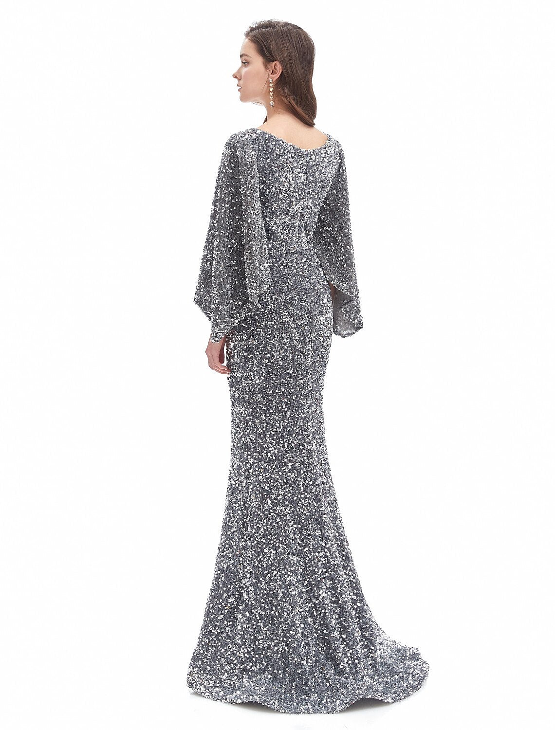 Wholesa Mermaid / Trumpet Evening Gown Sparkle Dress Formal Evening Court Train Long Sleeve Sweetheart Sequined with Sequin