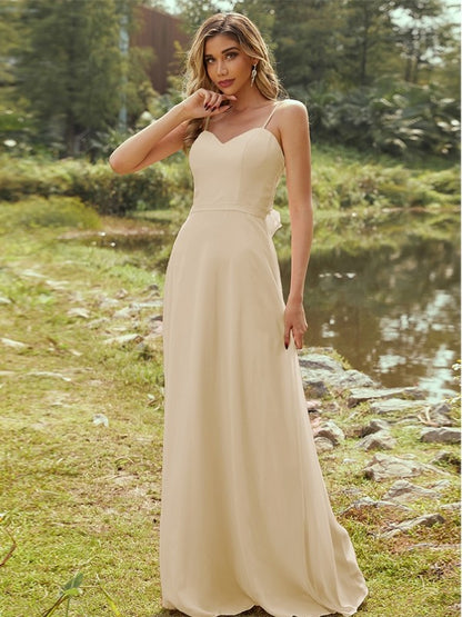 Wholesa A-Line/Princess Chiffon Sash/Ribbon/Belt Sweetheart Sleeveless Floor-Length Bridesmaid Dresses