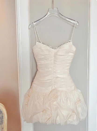 Aimishang Sweet Spaghetti Straps Sleeveless Short Homecoming Dress Lovely Birthday Party Dress With Flowers