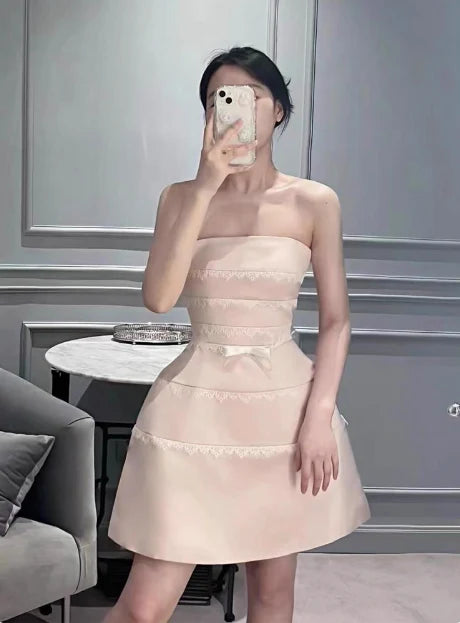 Aimishang Sweet Strapless Sleeveless Short Homecoming Dress Lovely Birthday Party Dress