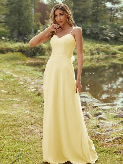 Wholesa A-Line/Princess Chiffon Sash/Ribbon/Belt Sweetheart Sleeveless Floor-Length Bridesmaid Dresses