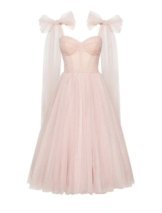 Wholesa  Ball Gown Cocktail Dresses Corsets Dress Graduation Birthday Tea Length Sleeveless Square Neck Tulle with Glitter